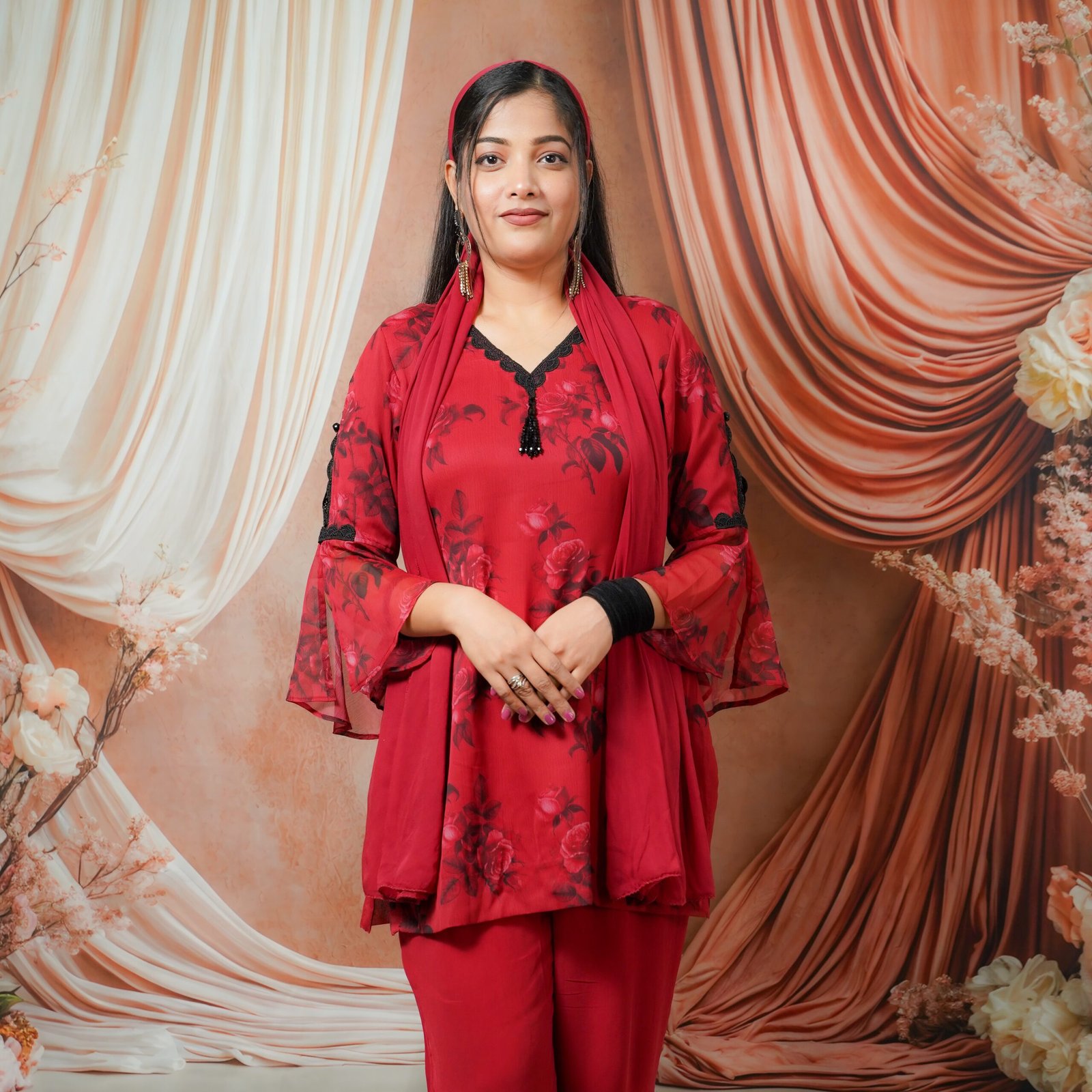 Crimson Floral Suit Set
