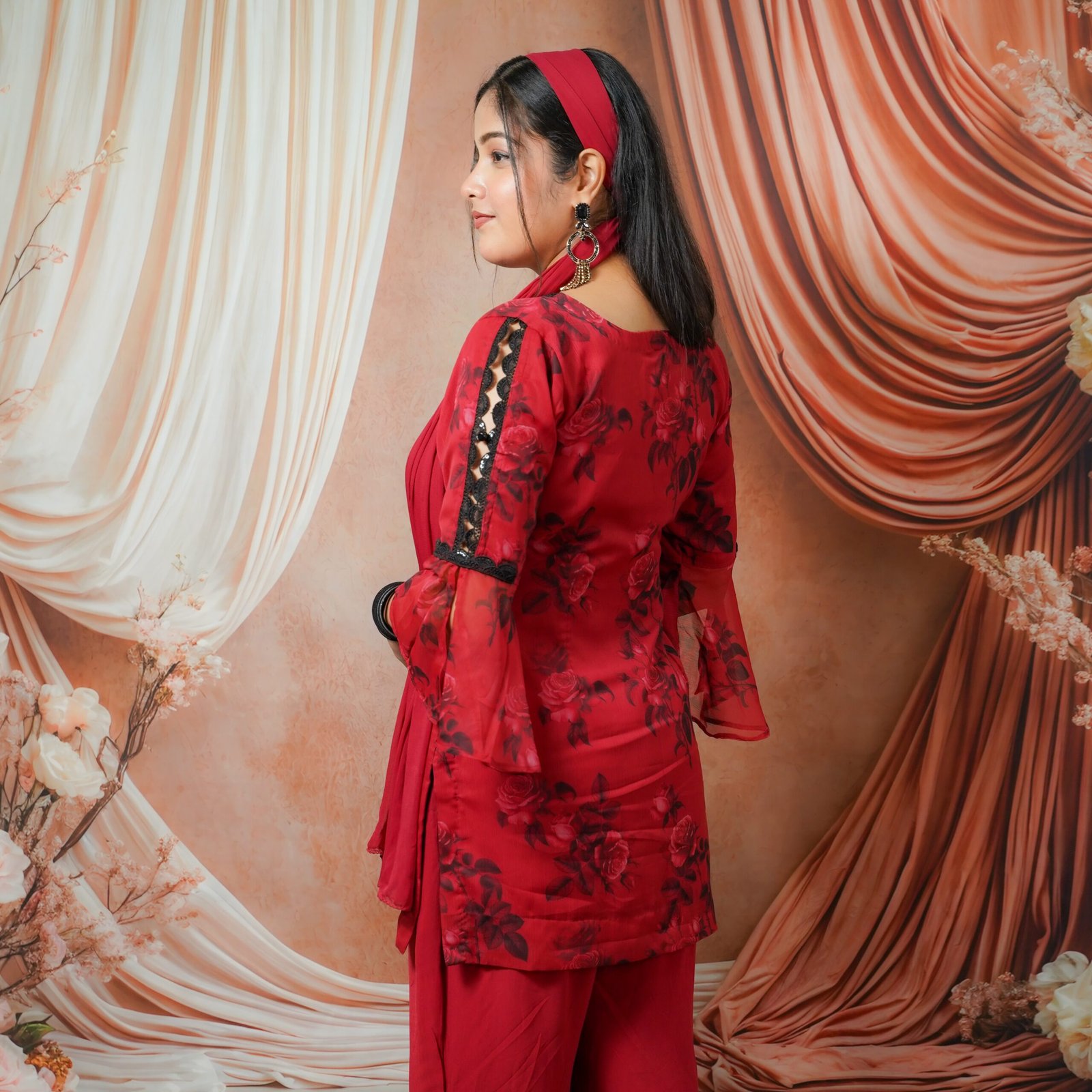 Crimson Floral Suit Set - Image 3