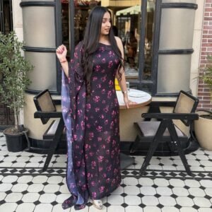 Midnight Bloom Kaftan Dress